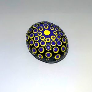 Mandala Art Stone in Yellow, Purple and Black